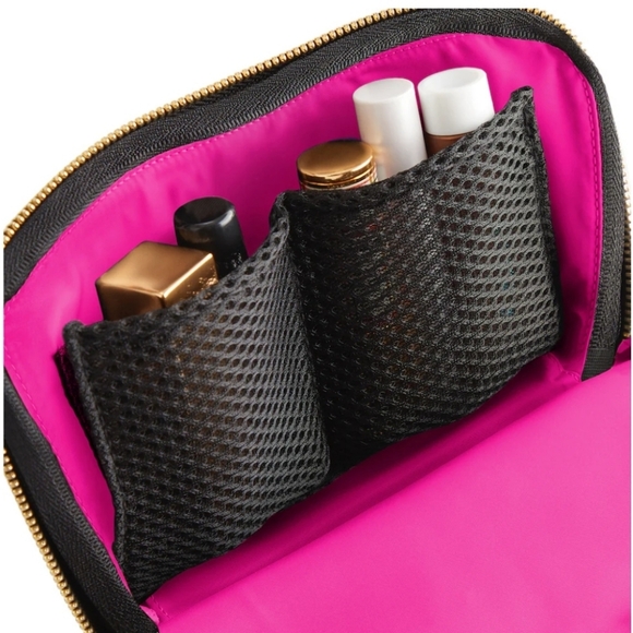 KUSSHI-Everyday Cosmetic Bag Black/Pink Nylon, 5" X 7 1/2" X 3 1/2"  NWOT - Picture 3 of 8